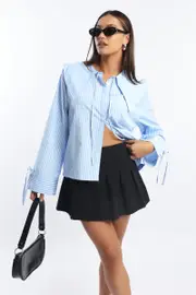 Blue Stripe Oversized Shirt - Size 16XL, Women's Shirt
