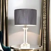 Albion Crystal Table Lamp with Pleated Shade in White or Grey