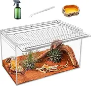 KAKOOTI Reptile Terrarium kit, 18"*8"*9.5"Reptile Breeding Box, Magnetic Acrylic Enclosure，for Snake, Tarantula，Hermit Crab，Jumping Spider，Iguana，Leopard Gecko，Bearded Dragon, Insect, Mantis
