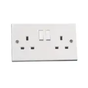 13A Double Switched Electric Socket Wall 2 Gang White Plug, Wall Socket FACE
