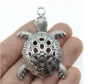 big 3D TURTLE NAUTICAL pendant 24" 925 Sterling Silver plate Necklace men women