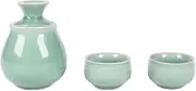 Sake Set,Japanese Gifts 3 Pieces Traditional Japanese Sake Cup Set,Bottle Hand Painted Design Porcelain Pottery Ceramic Cups Crafts Wine Glasses