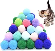 ZYYRT Felt Wool Cat Toys Ball 80Pcs Kitten Small Assorted Colorful Soft Felted Fabric Balls for Cat Lovers