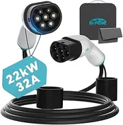 5M 22kW 32A Type 2 to Type 2 EV Charging Cable | 480V | 3 Phase | IP55 | RCM Certified | Compatible with All IEC 62196-2 EVs & PHEVs