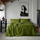 Moss Green color Linen Duvet Cover, Linen bedding Cover, stonewashed duvet cover