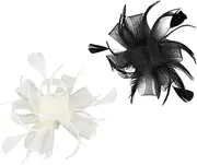 [TEMPNAP] 2pcs Vintage Fascinator Hair Clip for Women Elegant Tea Party Headwear with Plumes and Netting Sophisticated Floral Design for Weddings and Special Occasions