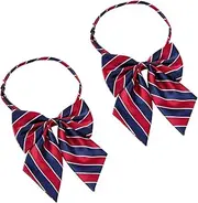 [BESPORTBLE] 2pcs Dark Red and Blue Stripe Buckle Bow Tie Graduation Student Adjustable Tie Graduation Accessory Photo Props for Men Women