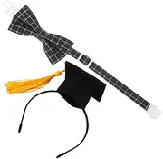 Abaodam 1Set Pet Graduation Cap and Bow Tie Dog Graduation Hat with Tassel for Cats and Dogs for Graduation Parties and Memorable Photo Opportunities