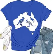 [Qskall] Australia Shirt for Women Australian Map T-Shirts Aussie Kangaroo Print Tee Tops