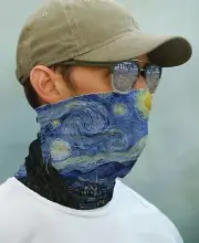 SUN GAITER Face Mask UPF 50+ UV Protecter Starry Night Van Gogh Art Fishing Boat
