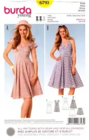 Burda Sewing Pattern 6793 Burda Young Ladies Dress Sizes 8-18