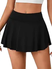 [Rooscier] Women's Tennis Skorts High Waisted Elastic Ruffle Golf Skirts Mini Short Skirt