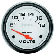 Autometer Phantom Voltmeter Electric - 2 5/8 Inch, Short Sweep, 0 - 18V, AU5891