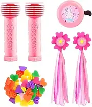 Bike Accessories for Kids Girls, Kids Scooter Handle, Spoke Beads Streamers and Bell Bike Decorations Set, Hand Grip, Girl Bicycle Tassels Ribbons, Unicorns Bells with Wheel Spokes Beads