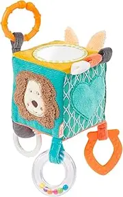 Fehn Funky Friends Motor Skills Cube - Motor Skills Toy Baby Activity Cube for Hanging for Pram, Cot and Baby Seat - Activity Cube Toy for Babies and Children from 0+ Months