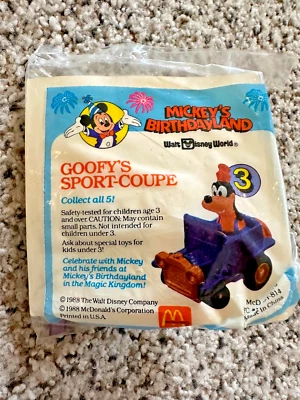 N40 McDonalds Happy Meal Toys 1988 Mickey's Birthdayland #3 GOOFY'S SPORT-COUPE