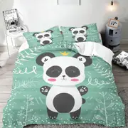 v1895 Bed Sheets Panda Anime Cute Cartoon Duvet Cover Home Pillowcase Set Adult Bedroom Children Comforter Bedding 3-Piece Bedding Set (1 Duvet Cover
