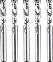 SpeTool 5PCS Compression Router Bits 1/4 inch Shank 1/4" Cutting Diameter ,Carbide UP Down CNC Router Bits Set Wood Router End Mills Carving Slotting Edge Cutting