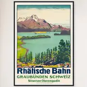 Galrie Rhaetian Railway Graubünden Switzerland Vintage Travel Poster Art Print Décor, Black Frame, A2 42 x 60cm (16 x 24inch)