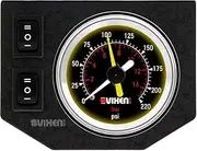 Vixen Air One 2" Dual Needle Air Pressure Black Gauge with Two Momentary Switches and Metal Dash Panel Kit VXF1GP2RKB
