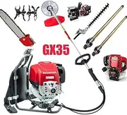 GX35 4 Stroke 5 in 1 Brush Cutter Gas weedeater Hedge Trimmer Edger Pruning rototiller Cultivator +2 Extension Poles