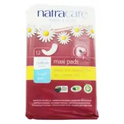 Natracare Organic Cotton Natural Feminine Maxi Pads Super, 12 Pad(s)