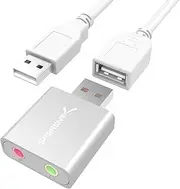 Sabrent Aluminum USB External Stereo Sound Adapter for Windows and Mac. Plug and Play No Drivers Needed. [Silver] (AU-EMAC)