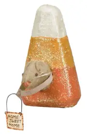 PBK Fall Decor - Prim Paper Mache Candy Corn Mouse #19780
