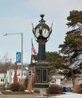 handsome street clock is part this handsome World War I memorial downtow