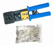 RJ45 Crimp Tool for RJ-11, RJ-12 and RJ-45 and/or CAT6 Connector-Clear