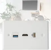 Dpofirs HDMI USB Outlet Wall Plate, Power Outlet with HD Multimedia Interface, CAT6, USB 3.0 Interface, Compatible with Cat5, Cat5e, Cat6 Cables