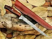 HUNTEX Handmade Damascus Blade, Rosewood, Full-Tang 330 mm Fillet Boning Knife
