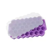 Purple 37 Grids Silicone Ice Cube Tray With Lid Mold Maker Tool Square Mould