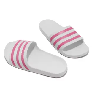 adidas 拖鞋 Adilette Aqua 白 粉紅 三條線 愛迪達 女鞋 運動拖鞋【ACS】 GZ5237