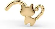 [Lavari Jewelers] 20 Gauge Cat Shaped Curved Nose Stud for Women - 14k Yellow Gold Nose Ring - Unisex Hypoallergenic Nostril Piercing Jewelry - 20G Body Piercing for Men