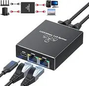 Ethernet Splitter 1 to 3 Port Gigabit LAN Network Switch, USB Powered for Cat 6 7 8 Cable, with Aluminum Alloy Material, for Home Office Industrial Use