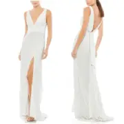Mac Duggal 12336 Faux Wrap V-Neck Slit Jersey Gown