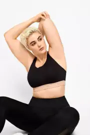 Berlei Empow-Her Wirefree 16B Sports Crop Bra Black Nude Medium Impact Rrp $70