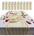 10pcs Beige Cheesecloth Table Runner 10FT, Gauze Cheese Cloth Rustic Boho Table