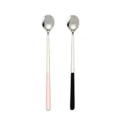 2PCS Stainless Steel Ice Spoon Coffee Stirring Spoon KTV Bar Spoon Long Handle Cocktail Stick