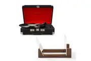 Crosley Cruiser Bluetooth Portable Turntable - Black + Bundled Crosley Record Storage Display Stand