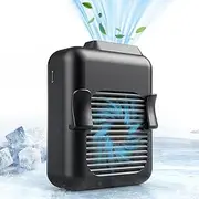 Koonie Portable Mini Waist Belt Fan Rechargeable, 23h Use Time, 5100RPM Strong Airflow with 3 Speed Levels, Hands-free Necklace Fan for Blue Collar, Weeding, Personal Under Shirt Cooling for Outdoor