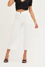 White High Rise Linen Blend Wide Leg Pants - Size 14, Women's Wide Leg Pants