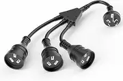 1-to-3 Power Extension Cord 0.3M, Double Plug Australia Standard 3-Pin Plug Power Extension Lead Cord, 2500W, 250V, 10A, IP20, 3 x 1 mm², Black