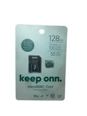 Onn 100006054 128GB Class 10 U3 V30 microSDXC Flash Memory Card NEW IN BOX