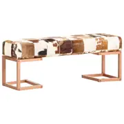 vidaXL Bench 110 cm Brown Patchwork Genuine Goat Leather