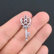 BULK 30 Key Charms Antique Silver Tone 2 Sided Great Quality - SC993