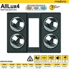 Modura AllLux4 Bathroom 3 in 1 Heater Fan Exhaust 16W Tricolour LED Panel Black