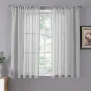 Short Sheer Curtains Living Room Linen Textured Curtain Sheers Light Filtering V