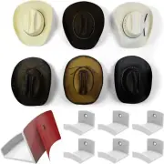 Modern JP Adhesive Hat Hooks for Wall (6-Pack) - Cowboy Hat Rack, Wide Brim Hat